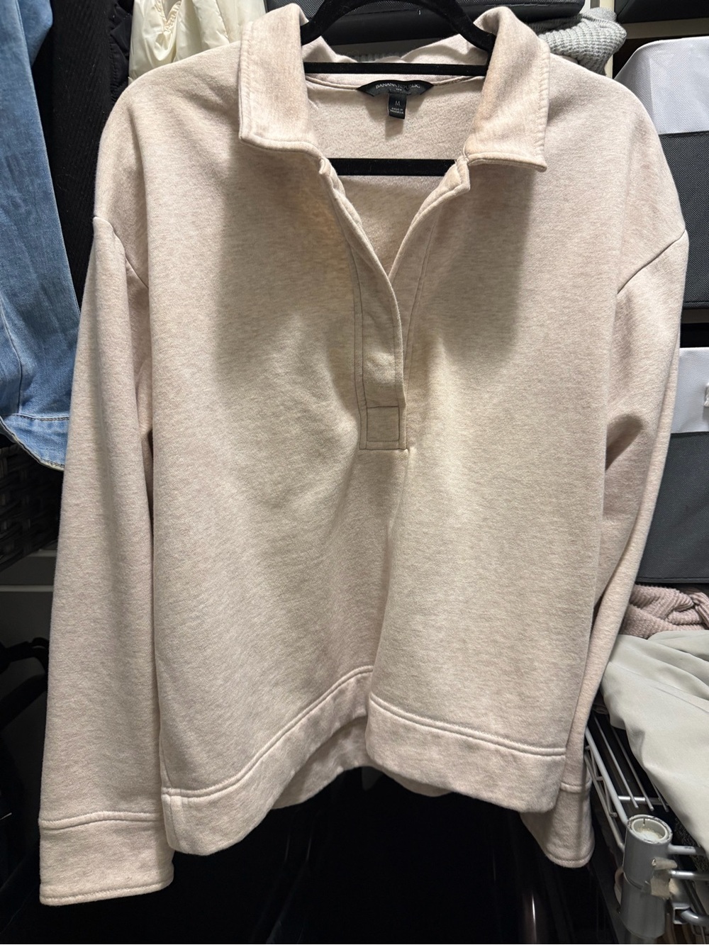 Banana Republic Light Beige Half-open Pullover Sweatshirt